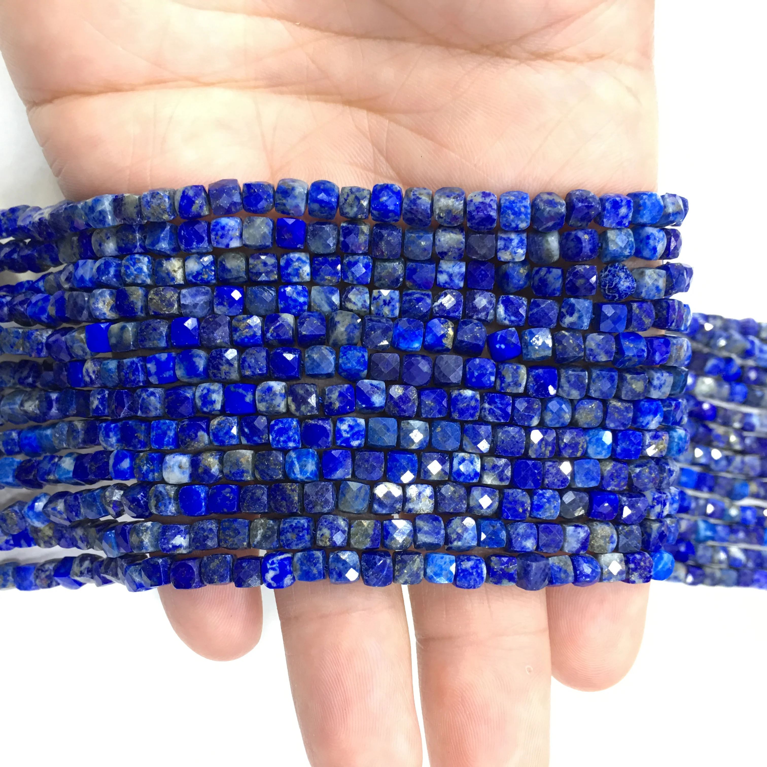 Factory Price Natural Faceted Lapis Lazuli Nugget Cube Beads Healing Stone Jewelry Gemstone Making DIY Bracelet &amp Necklace 4-5mm |