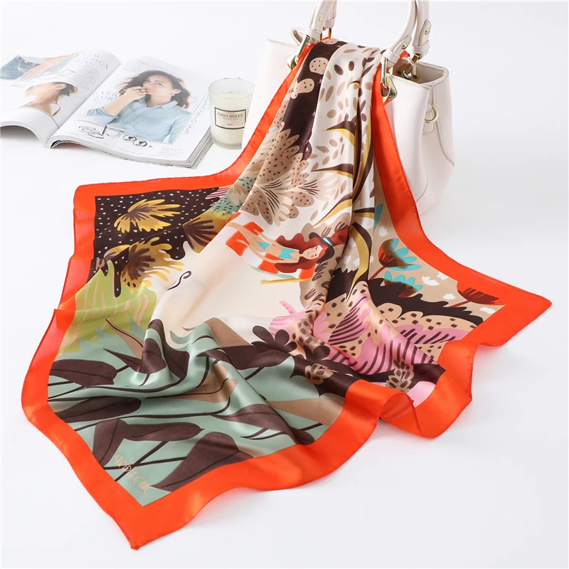 

Новинка 2021, маленький шелковый квадратный шарф с принтом волос, роскошные женские шарфы, хиджаб, Женская Шейная повязка, шейный платок, атла...