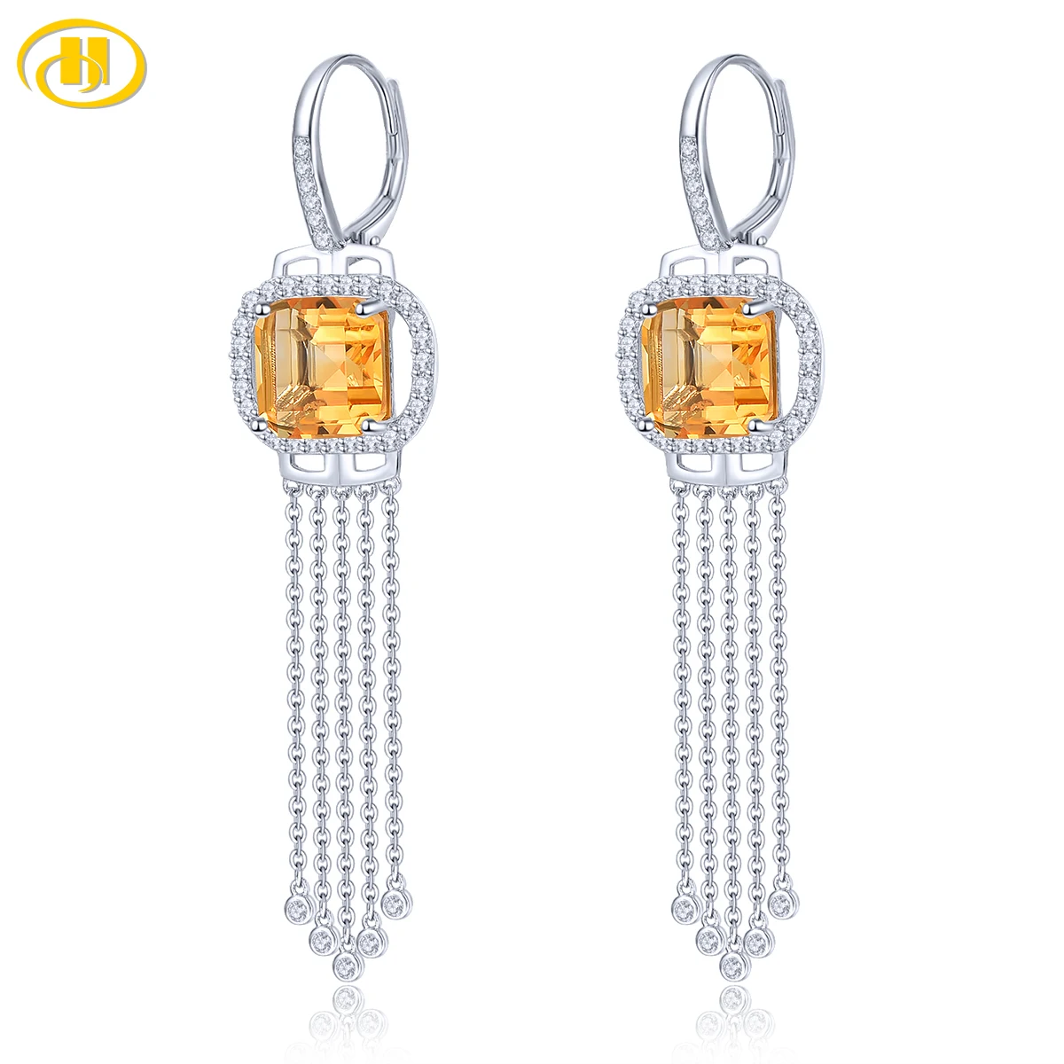 

Natural Citrine 8.29 Carats Solid 925 Sterling Silver Elegant Design Earring Best Gift for Women's Party with Amethyst version
