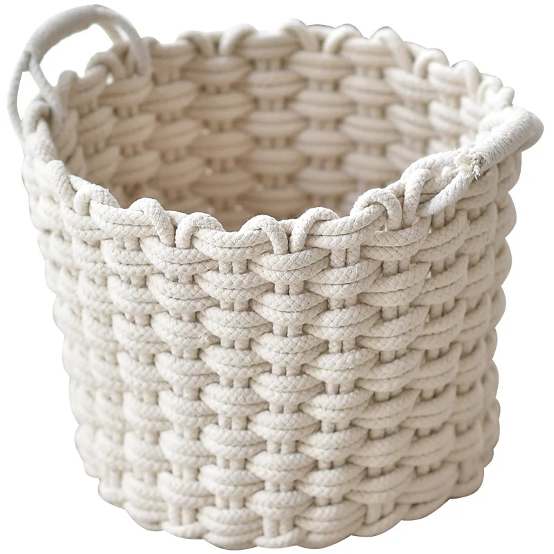 

Household Cotton Thread Laundry Basket Clothes Storage Basket Bedroom Children's Toys Sundries Barrel