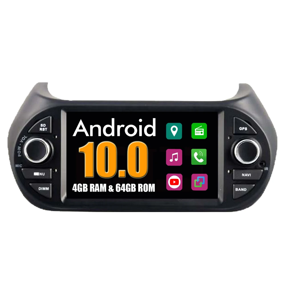 Автомобильный мультимедийный плеер RoverOne для Fiat Fiorino Qubo Citroen Nemo Peugeot Bipper Android 10 0
