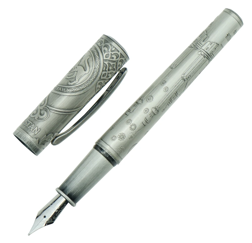 Винтажная Серебряная перьевая ручка Fuliwen Лев Шариф мечеть гравировка чернила