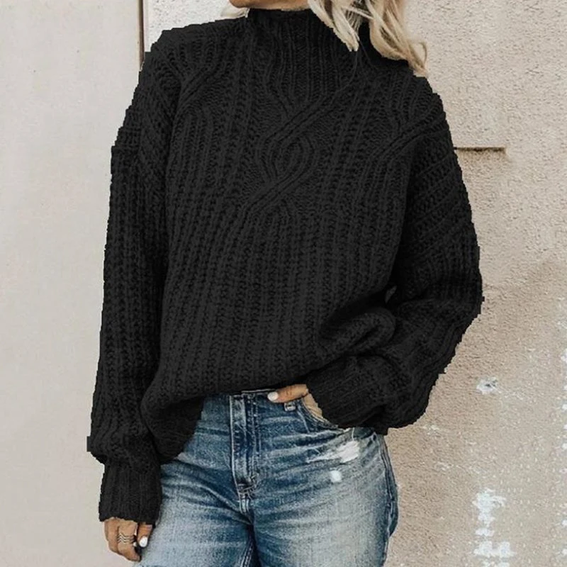 

Women's Turtleneck Sweater Autumn and Winter 2021 New Loose Warm Knit Pullover Casual Fashion Oversized Female Soft Basic Top