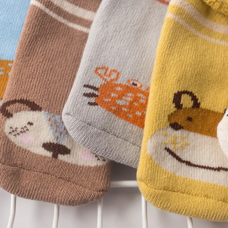 

5 Pairs/Sets Cotton Baby Socks Autumn Casual Cartoon Pattern Warm Children Terry-loop Hosiery Socks Floor Sock