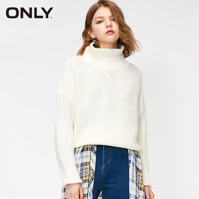 ONLY Women's Loose Fit Pure Color High-necked Pullover Sweater|118313504 | Женская одежда