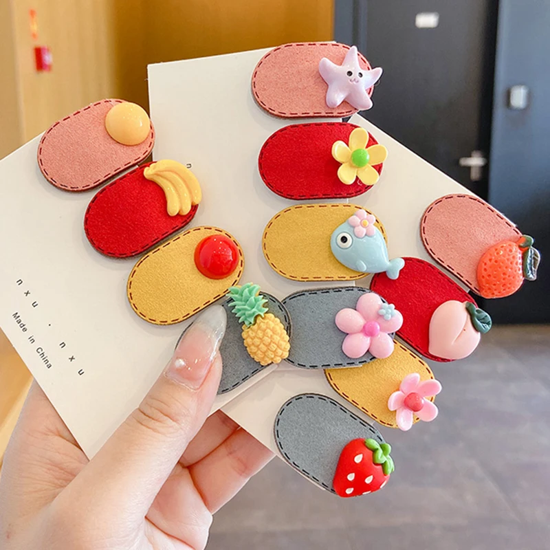 

4 Pcs/set New Children Flower Fruit Cartoon Cute Small Hair Clips For Girls Barrettes Hairpin Headdress Kids Hair Accessories