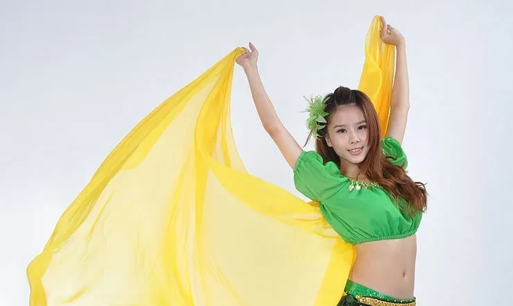 Индийский Оранжевый танец живота костюм современный Восточный BellyDancing пряжа шарф для женщин BellyDance костюм сценическое шоу шаль для танцев