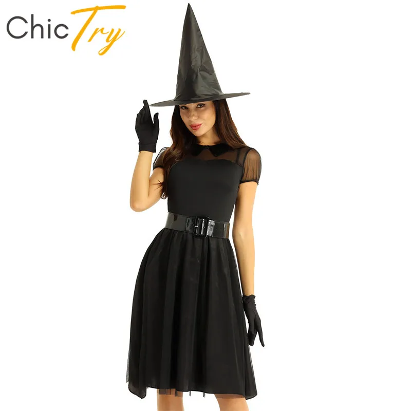 Женский костюм ведьмы ChicTry карнавал косплей темативечерние Хэллоуин для