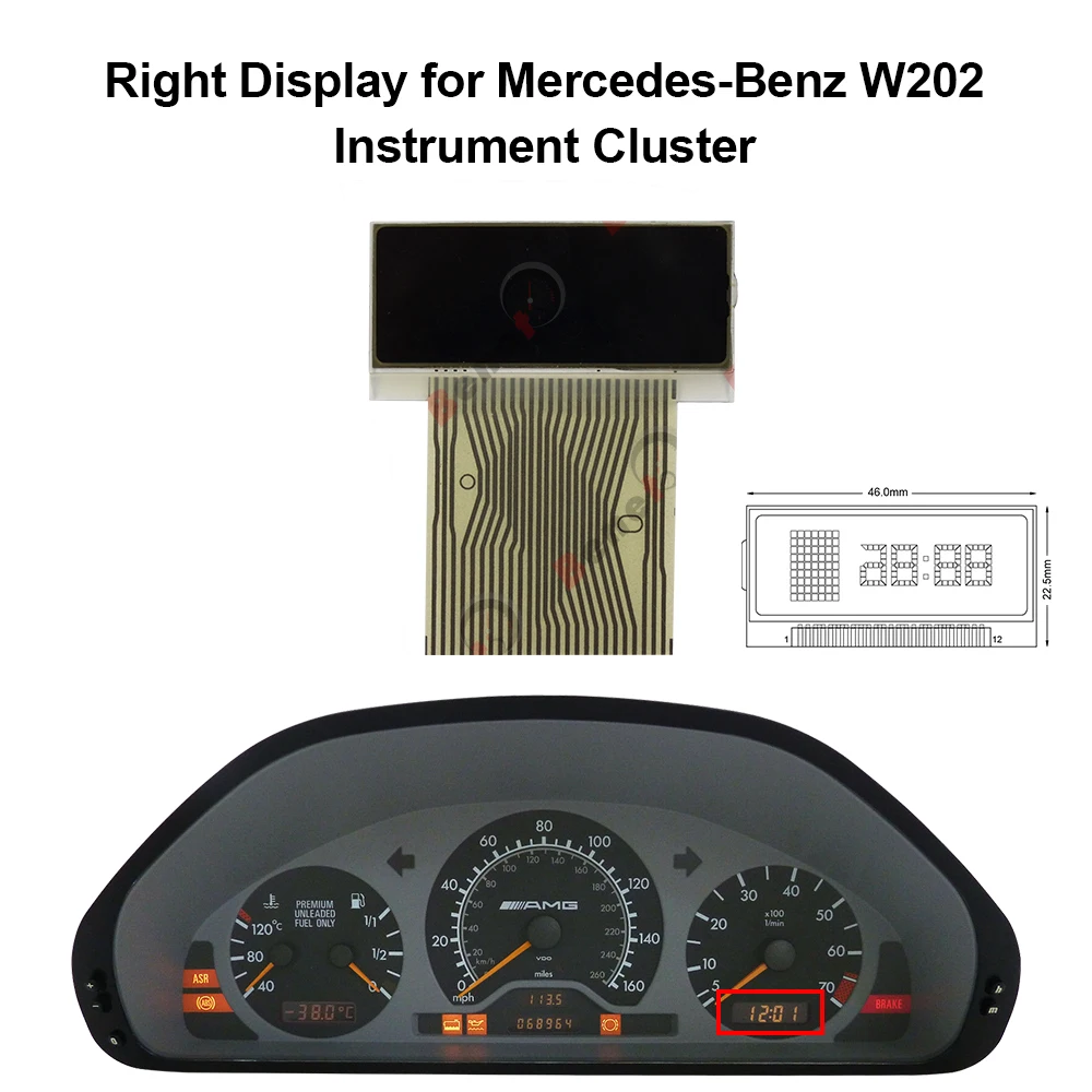 Дисплей справа для Mercedes W202 W208 W210 R170 кластер инструментов | Автомобили и мотоциклы