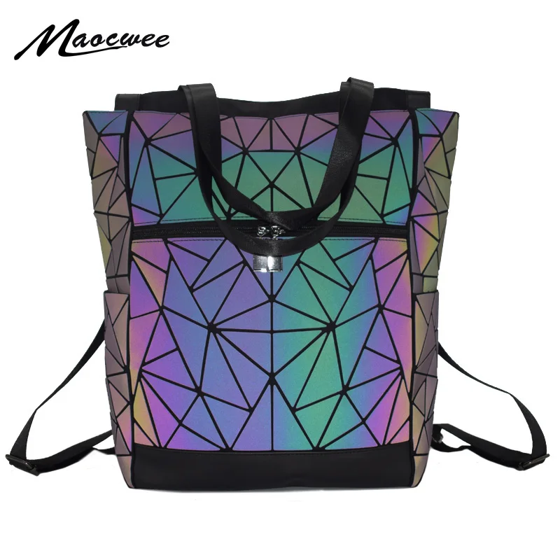 Роскошный женский многофункциональный рюкзак светящаяся Геометрическая сумка