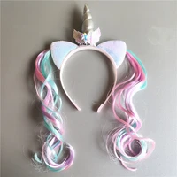 unicorn hair band wigs childrens hair accessories girl unicornio birthday gifts favor happy birthday party decor kids girls