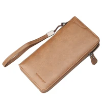 solid color card holder moneybag phone wrist wallet pu leather zipper coin cash long purses mens clutches evening party billfold