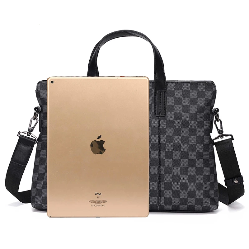 VICUNA POLO Brand Plaid Design Leather Men Briefcase Bag Fashion Soft Business Man Tote Handbag Dropshipping | Багаж и сумки