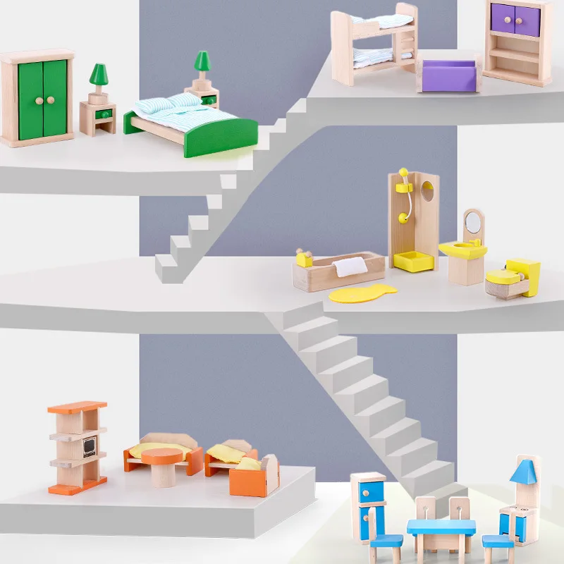 

Мини-мебель, игрушки, деревянный набор для ролевых игр, дом для косплея, имитация кукол, нежный декор для кукольного домика