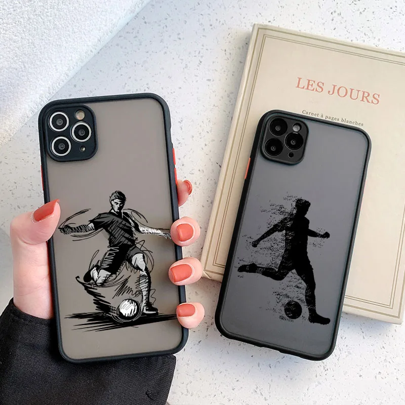 Phone Case For iPhone 12 13 11 14 Pro XS Max XR SE2 7 8 6S Plus X PlaySoccer Shockproof Clear PC Cute Back Cover Coque Football
