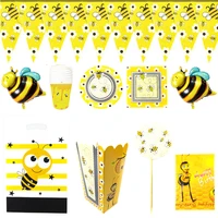 87pcslot bee theme loot bag napkins banner birthday party flags plates cups tablecloth decorations boys favors popcorn boxes