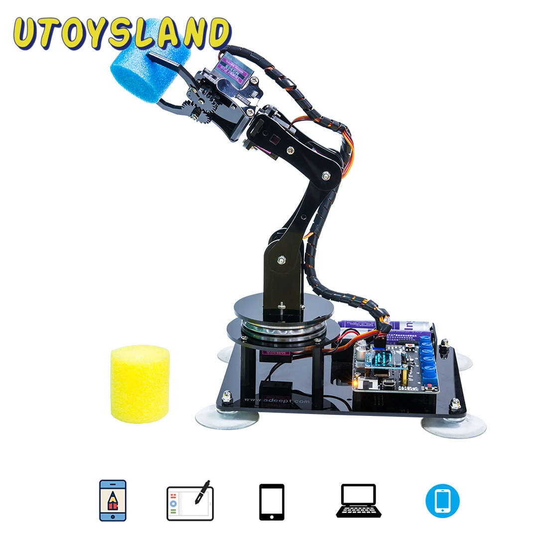 Adeept Arduino Compatible DIY 5-DOF Robotic Arm Kit Stem Robot Arm Kit For Arduino UNO R3 For Children Kid Educational Toys Gift