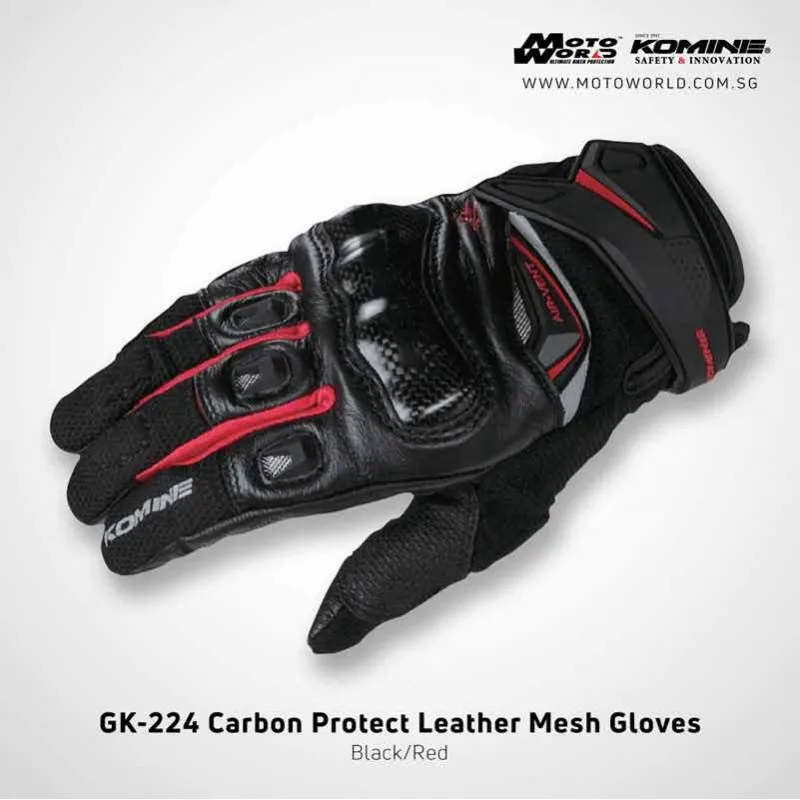 

Komine GK220 Protect Mesh Gloves Motorbike Downhill Bike Offroad Motocross Motorcycle Gloves Black White