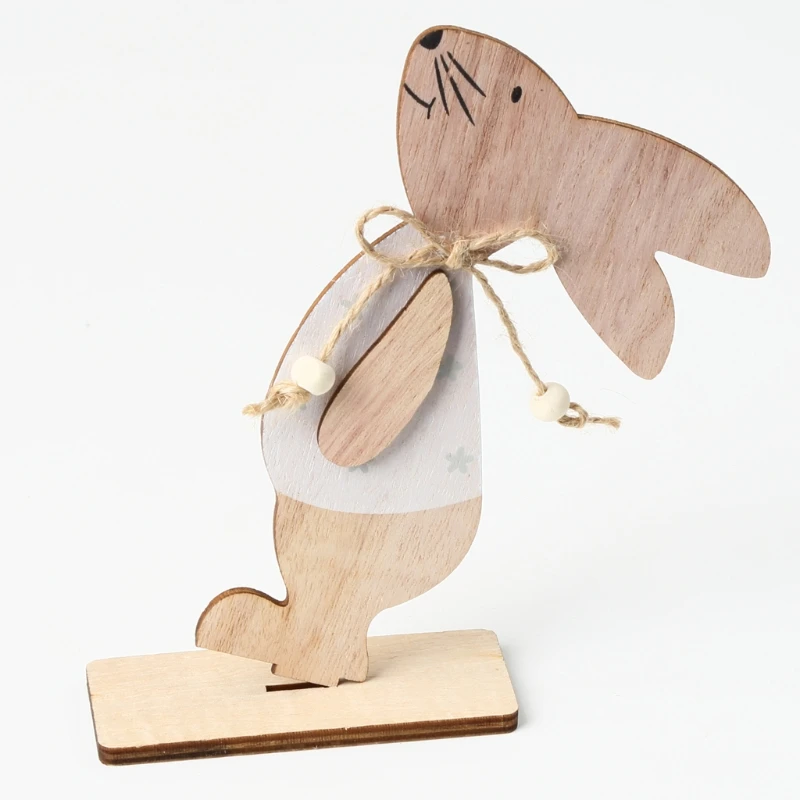 

3pcs Wooden Easter Bunny Pendant Ornaments Desktop Favors Baby Shower Decoration Happy Embossing DIY Props