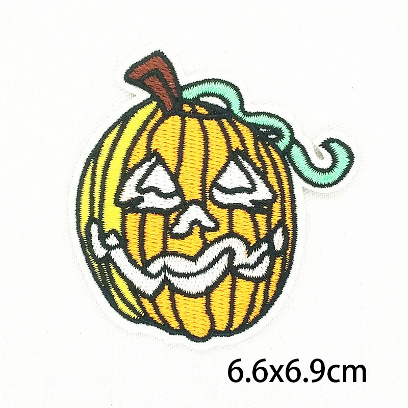 

1PCS Cartoon Halloween Yellow Pumpkin Lantern Patches Embroidery iron On Patches for Clothes Sticker Applique Accessory