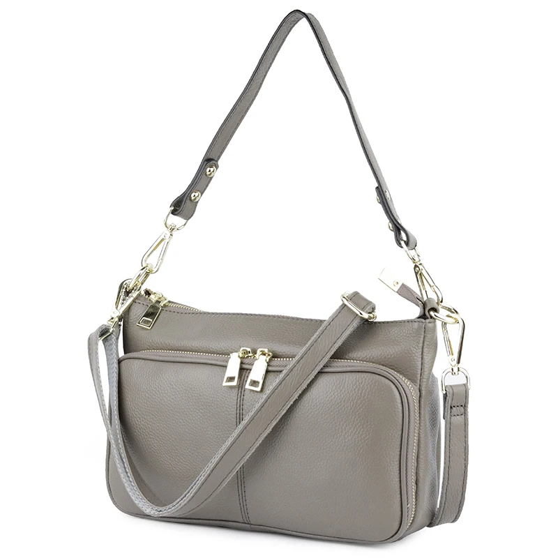 

Red Bridal Small Shoulder Handbag Top Quality Genuine Leather Double Zipper Straps Women Top-Handbag Purse Female Messenger Bag