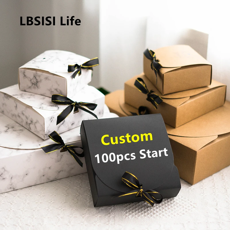 LBSISI Life 5 шт. бумажная Подарочная коробка на день рождения свадьба красный крафт