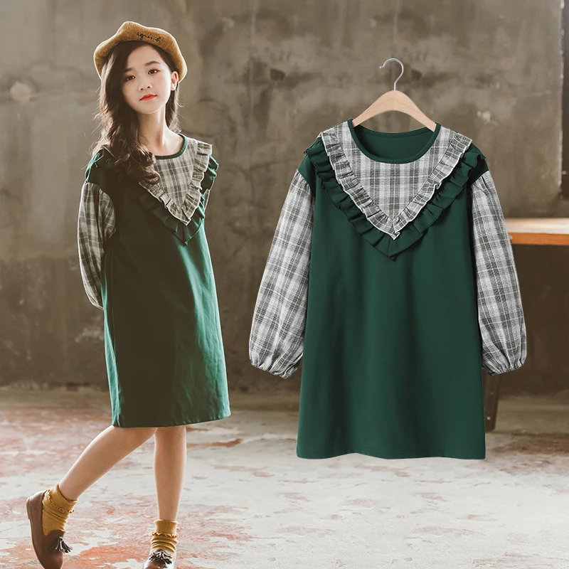 

Girls Dress Full Sleeve Casual Autumn Spring Wear Cute Children Fashion Retro Toddler Kids Baby Girls Dresses Clothes Child