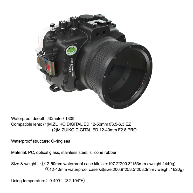 40-метровый водонепроницаемый корпус камеры для купольного порта Olympus E-M5III 12-40 мм