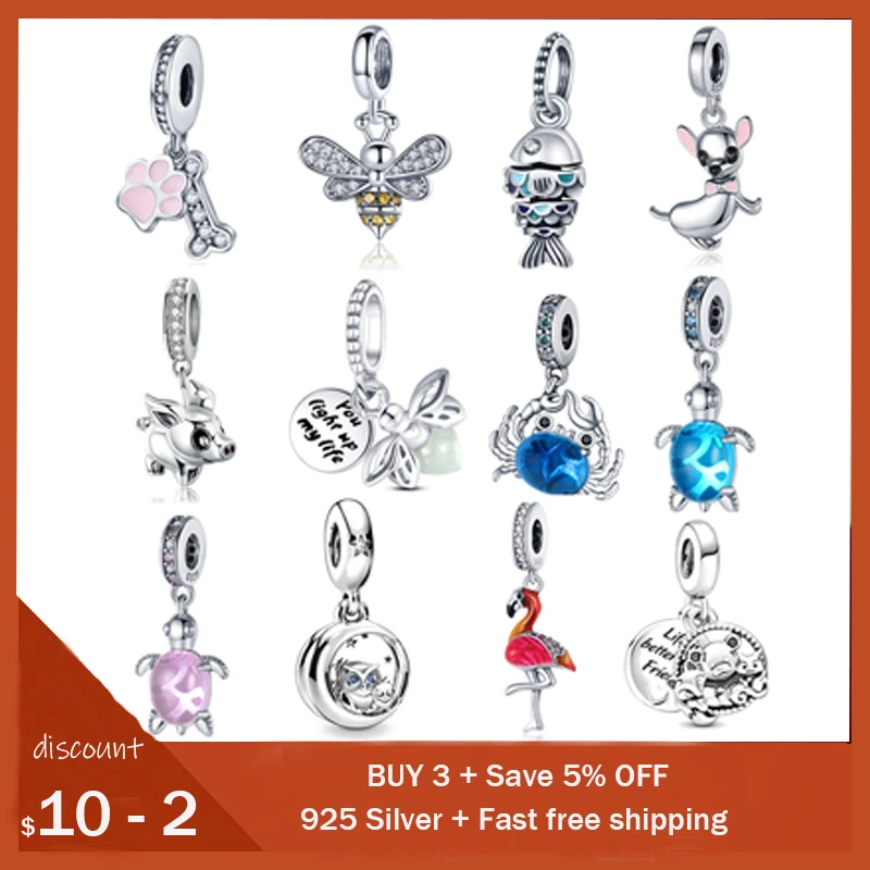 

2021 New Style 925 Sterling silver animal pedant beads for Original Pandora bracelet necklace DIY jewelry women