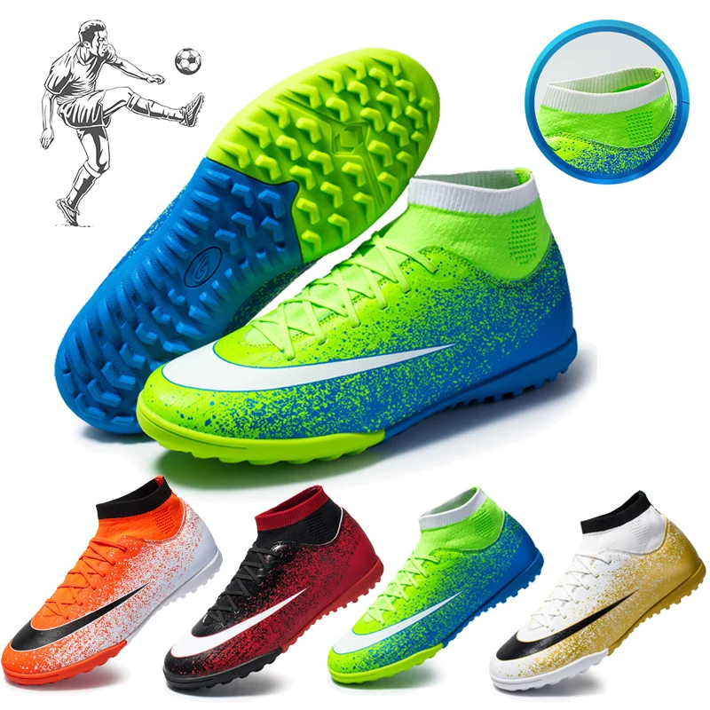 

Men Original High-top Soccer Shoes Futsal Training Non-slip Children Soccer Shoes TF / FG Women Super light Bottom Soccer Shoes