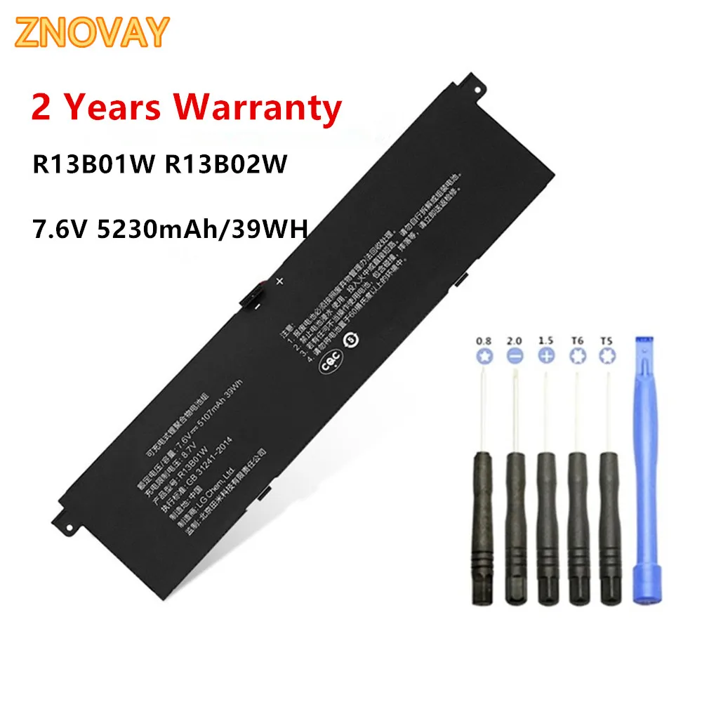 Аккумулятор R13B01W для ноутбука Xiaomi Mi Air 13 3 дюйма 7 6 В 39 Вт/5230 мАч|Аккумуляторы