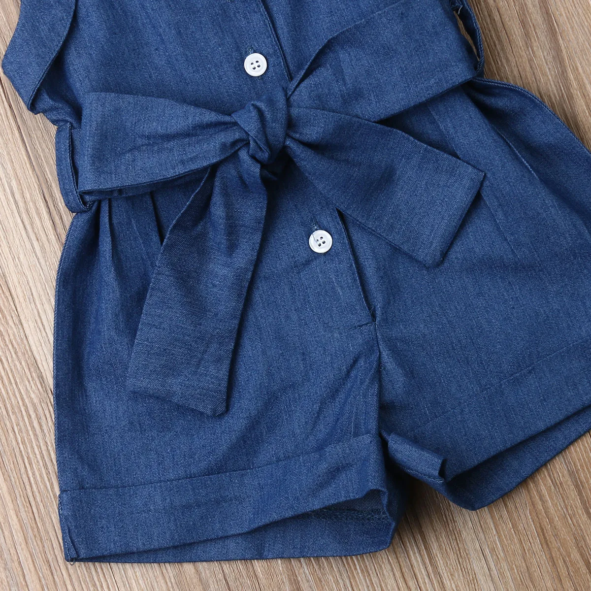 Детский джинсовый комбинезон из 2 предметов для маленьких девочек однотонная