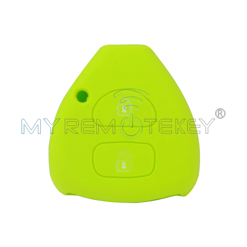 Автомобильный силиконовый чехол для ключей 2 кнопки с отверстием Corolla Camry YARIS Toyota