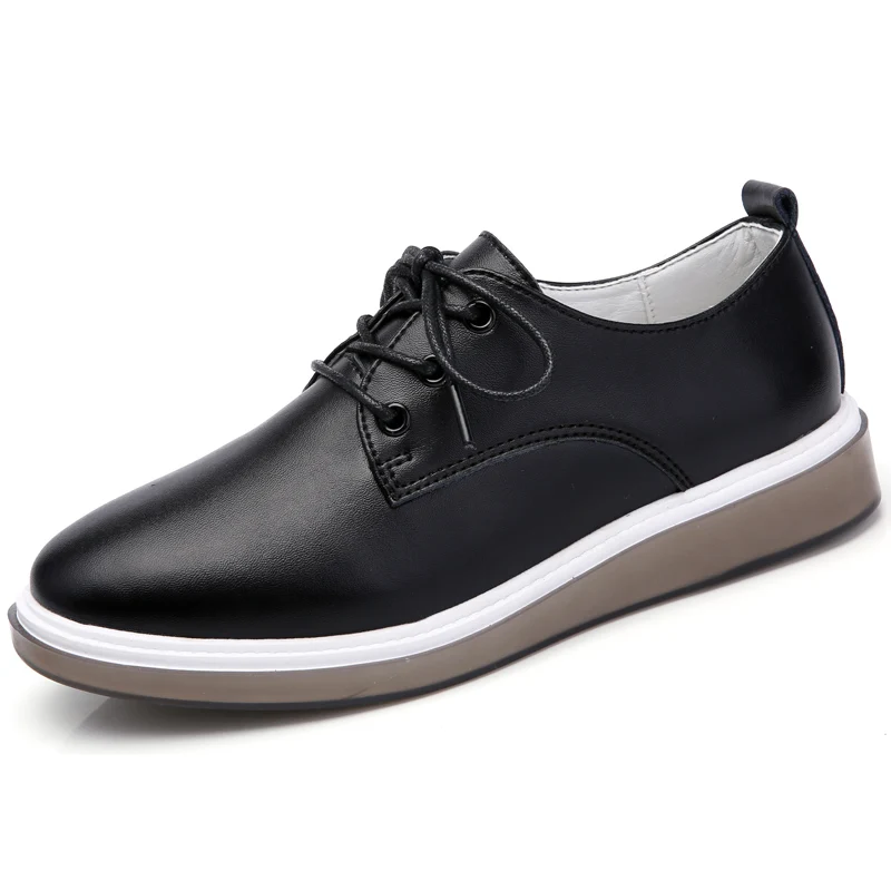 2019 г. осенние женские туфли Оксфорды балетки на плоской подошве белые