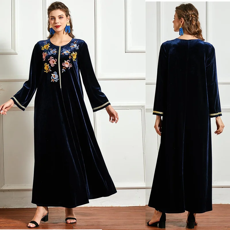Женское бархатное платье Дубай мусульманская Абая турецкие платья burkini djellaba