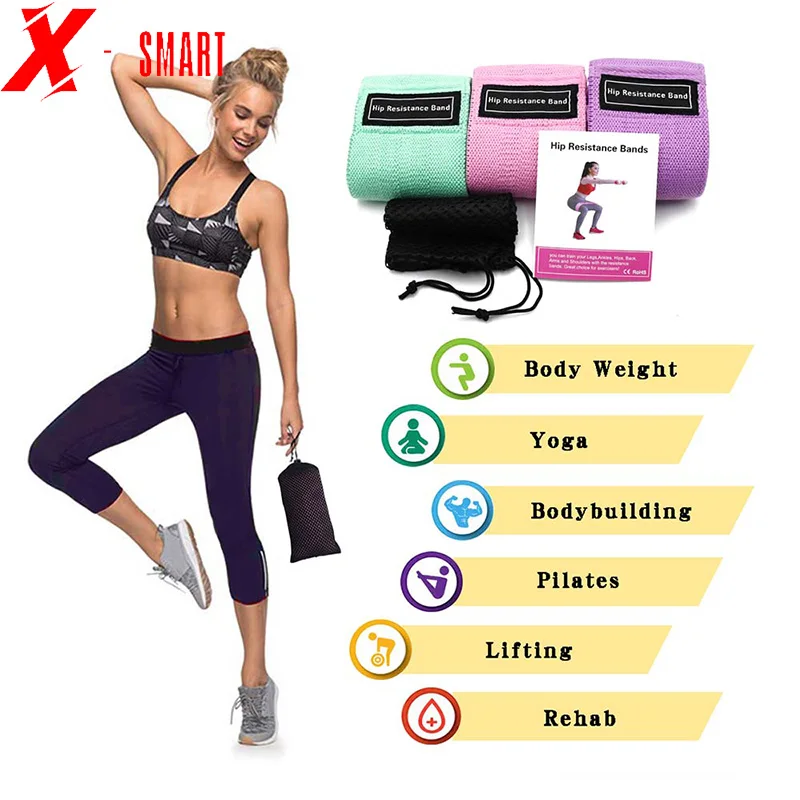 

Yogo Resistance Bands Portable Equipment Elastic Fitness Gym Workout Fabric Loop Pilates Sport Bodybuilding Deep Squat Training