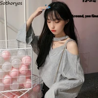 v neck long sleeve t shirts women loose spring hollow out chic designed top female baggy cuffs ins fashion all match casual tees