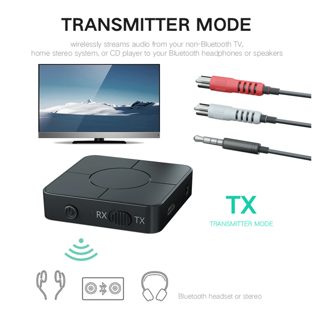 Bluetooth-совместимый 5.0 беспроводной аудиопередатчик-приемник 3 5 мм AUX разъем RCA с