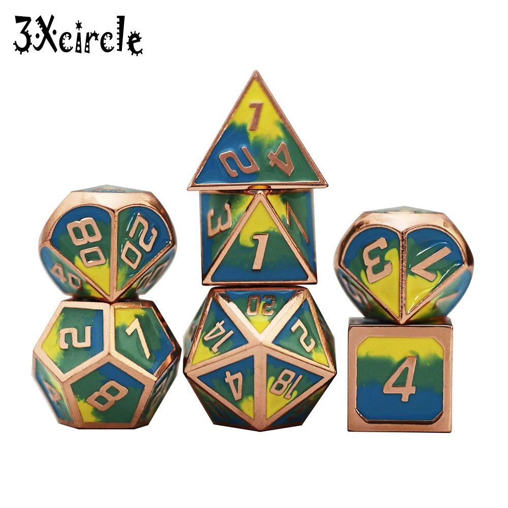 Набор Металлических Кубиков 7 шт многогранный кубик для настольных игр занятий