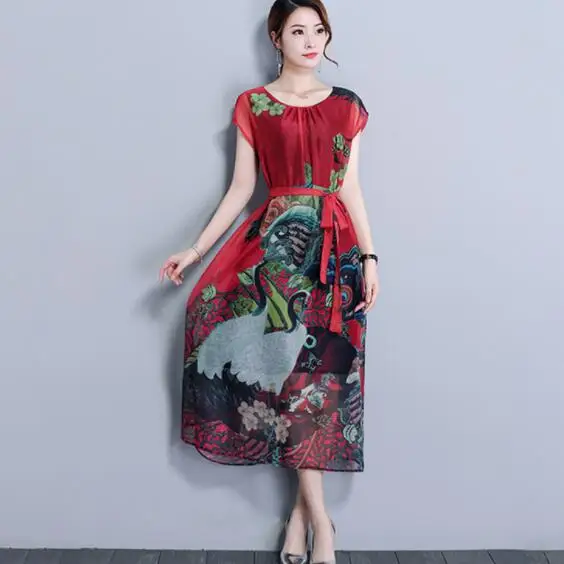 Весенне летние зеленые Винтажные Платья с цветочным принтом женское зеленое