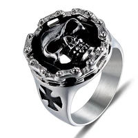 megin d punk vintage personality chain skull cross stainless steel rings for men women couple friend fashion design gift jewelry