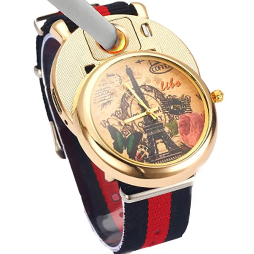 Мужские часы Зажигалка ультра тонкая Электронная usb зажигалка Прикуриватель