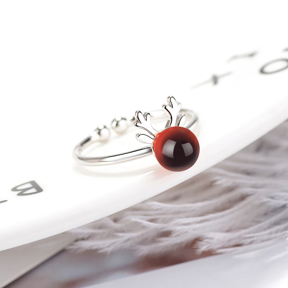 Женское кольцо с красным оленем Chereda серебряное на костяшках из серебра 925 пробы