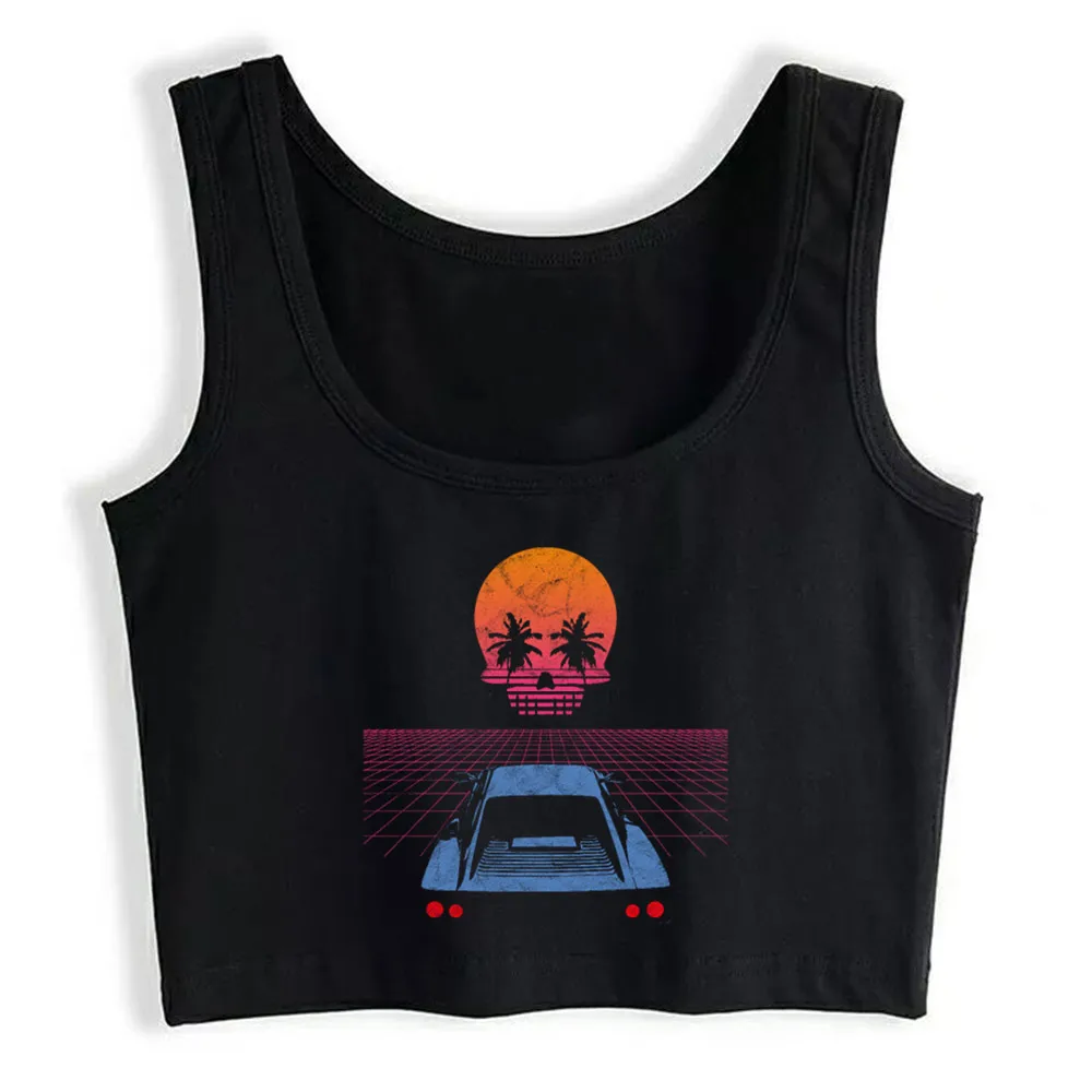 

Crop Top Women Synthwave Wave Aesthetic Vintage Drive Harajuku Tank Top Women Anime Women Clothes