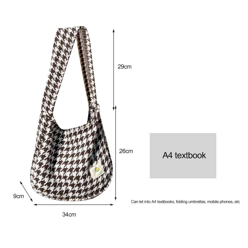 

Fashion Shoulder Messenger Bag PU Leather Casual Large Capacity Houndstooth Bags Women Handbags Totes Bags Clutch Bag