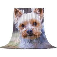 fleece throw blanket full size funny dog oil painting lightweight flannel blankets for couch bed living room warm fuzzy plush