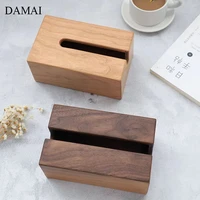 japanese minimalist solid wood tissue boxes walnut cherry wooden pumping paper storage box coffee table napkin holder home decor