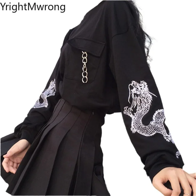 Футболка хлопковая с принтом дракона уличная одежда графическим цепей Модный