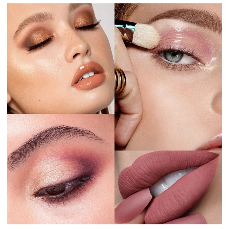

feel Professional Make Up Sets Cosmetics Kit Eyeshadow Lipstick Eyebrow Pencil Lip Gloss Makeup Brush Powder Puff with Bag
