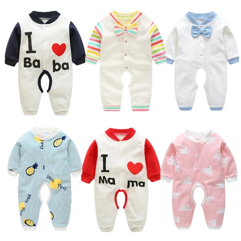 Одежда из 100% хлопка для новорожденных летние комбинезоны с длинными рукавами и
